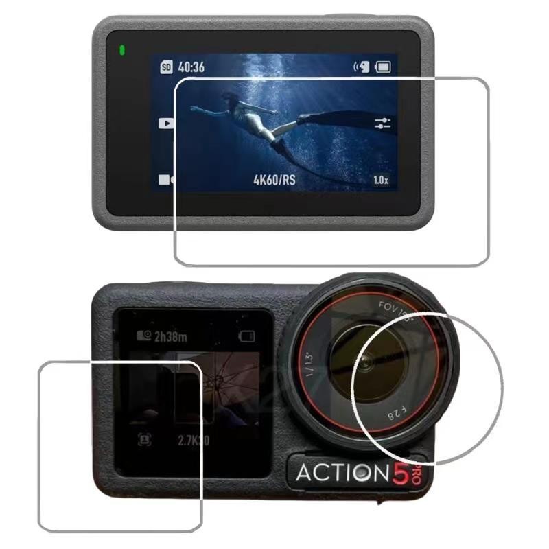 [HANANOIL] กระจกนิรภัย 9H สําหรับเลนส์ DJI Osmo Action 5 PRO + หน้าจอ + LCD ด้านหน้า