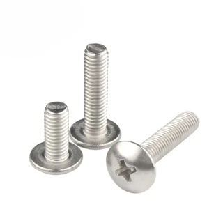 น็อต สกรู หัวร่ม หัวกระทะ แฉกT+ สแตนเลส304 เกลียวมิล หยาบ M5 M6 M8 / Truss Head Phillip Machine Screw SUS 304 [DVA]