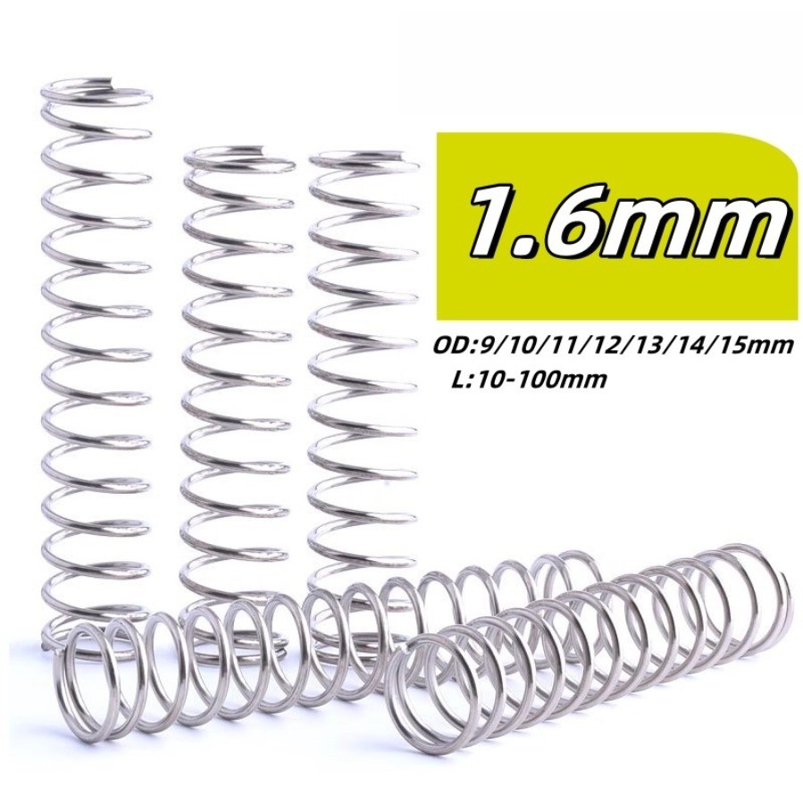 สปริงบีบอัด สปริงคืน สแตนเลส 304 สปริงบีบอัด d1.6mm*OD9-15mm*L10-100mm999-MB