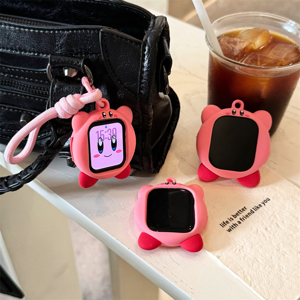 น่ารักดาวเคอร์บี้ซิลิโคนนุ่มสําหรับแอปเปิ้ล ฉันดู ชุด พิเศษ iWatch Series Ultra 11 10 9 8 7 6 SE 5 4 3 2 46 มม.44 มม.45 มม.42 มม.40 มม.41 มม.38 49 คอแขวนยาวเชือกตกแต่งอุ