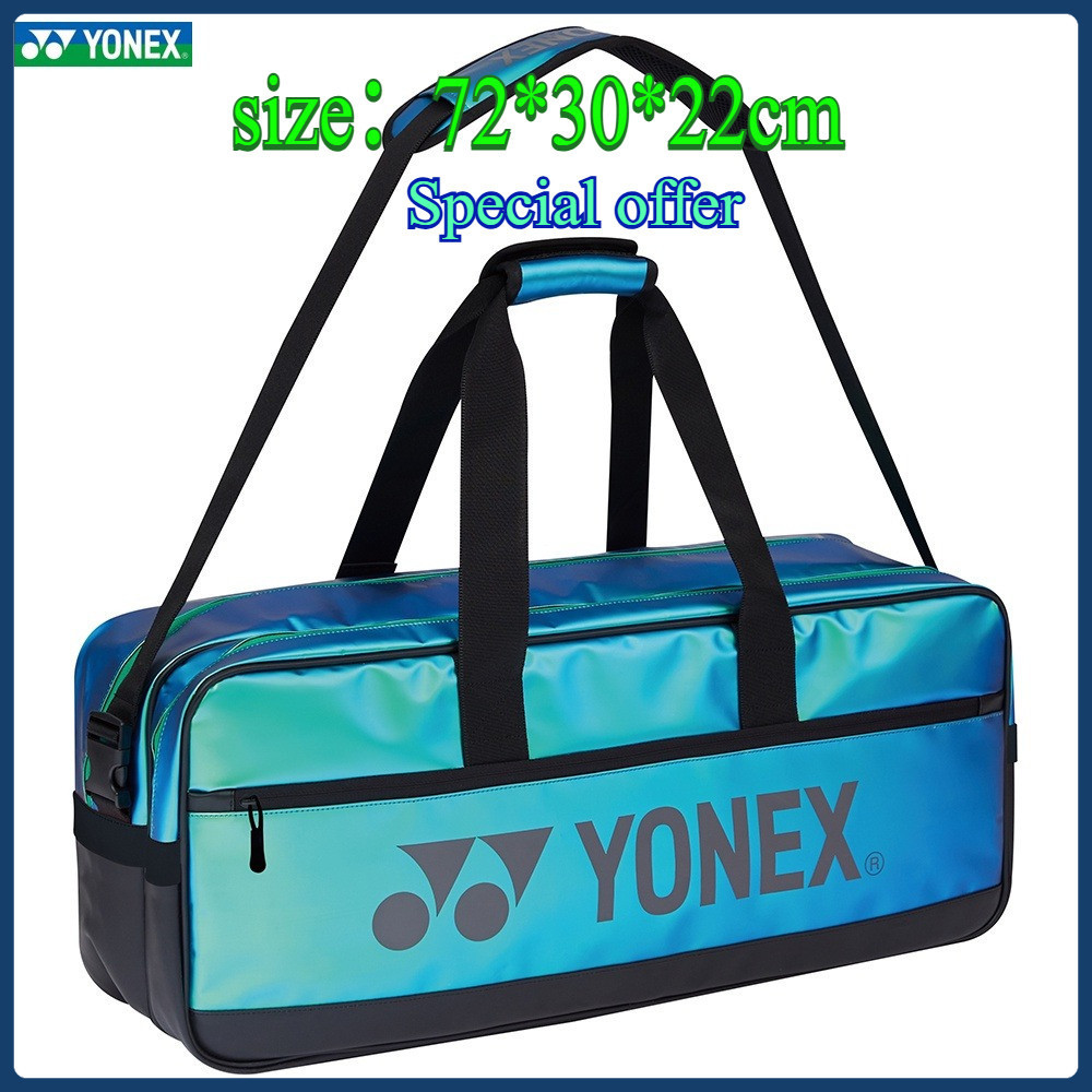Yonex 239BT004U Laser PU Leather กระเป๋ากันน้ําสำหรับเทนนิสและแบดมินตัน สีฟ้า ใช้ได้กับ ракетka6-8ชิ