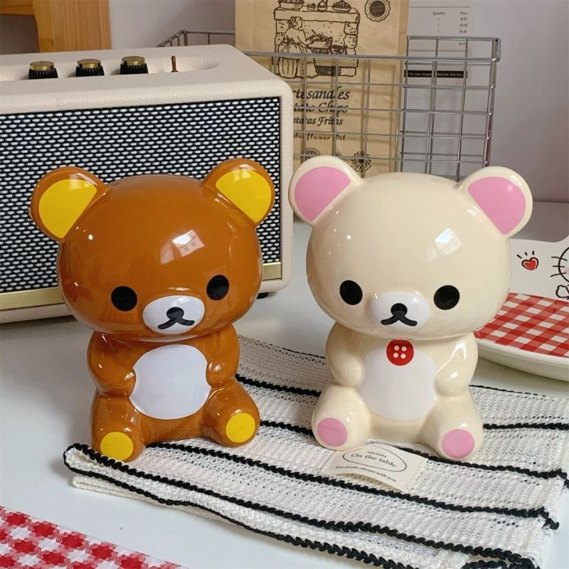 [JJ HOME] การ์ตูนน่ารัก Rilakkuma Piggy Bank เดสก์ท็อปตกแต่ง Piggy Bank อุปกรณ์บ้านของขวัญวันเกิดแลก