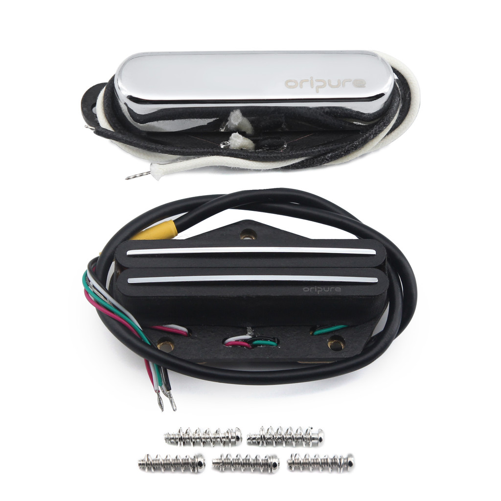 OriPure Alnico 5 Chrome Neck Pickup + Hot Dual Rails Humbucker Pickup สําหรับชิ้นส่วนกีตาร์ TL