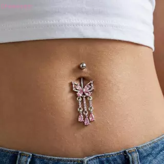 Cheenm สแตนเลสสตีล Belly ปุ่มแหวนรูปหัวใจทองแดงวัสดุ Hypoallergenic Navel เจาะเครื่องประดับสําหรับผู้หญิง Dating สวมใส่ TH