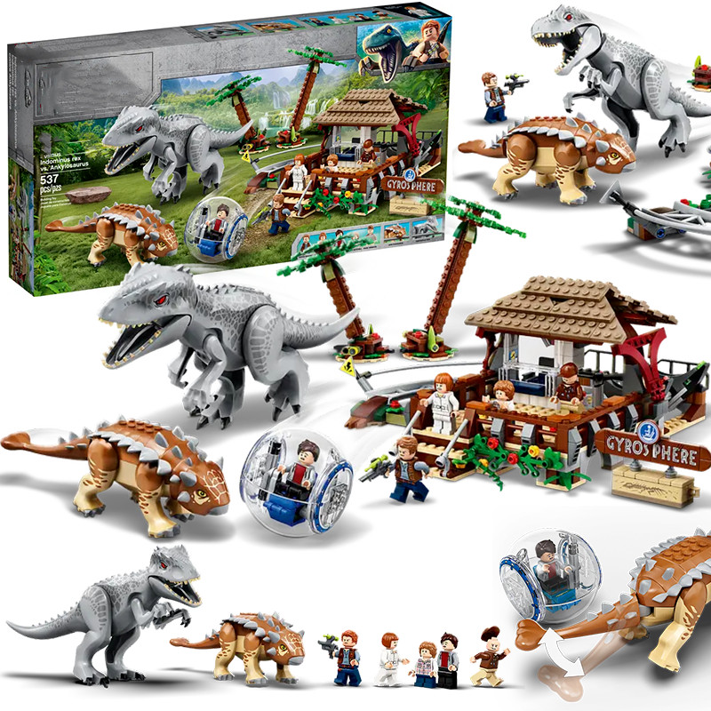 เลโก้ ninjago ของขวัญวันเกิด Jurassic Building Blocks ไดโนเสาร์ Park Tyrannosaurus War Ankylosaurus Top World Building