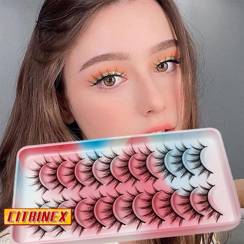 CITRINEX 10 คู่มังงะ Lashes Wispy ขนตาปลอมธรรมชาติ Cat-Eye แต่งหน้า Fairy Clusters อะนิเมะ Lashes