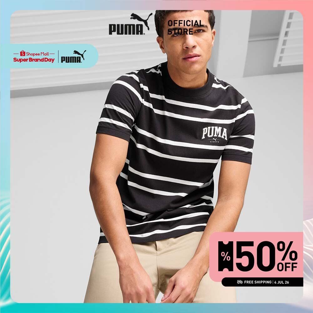 PUMA BASICS - เสื้อยืดผู้ชาย PUMA SQUAD สีดำ - 68179301