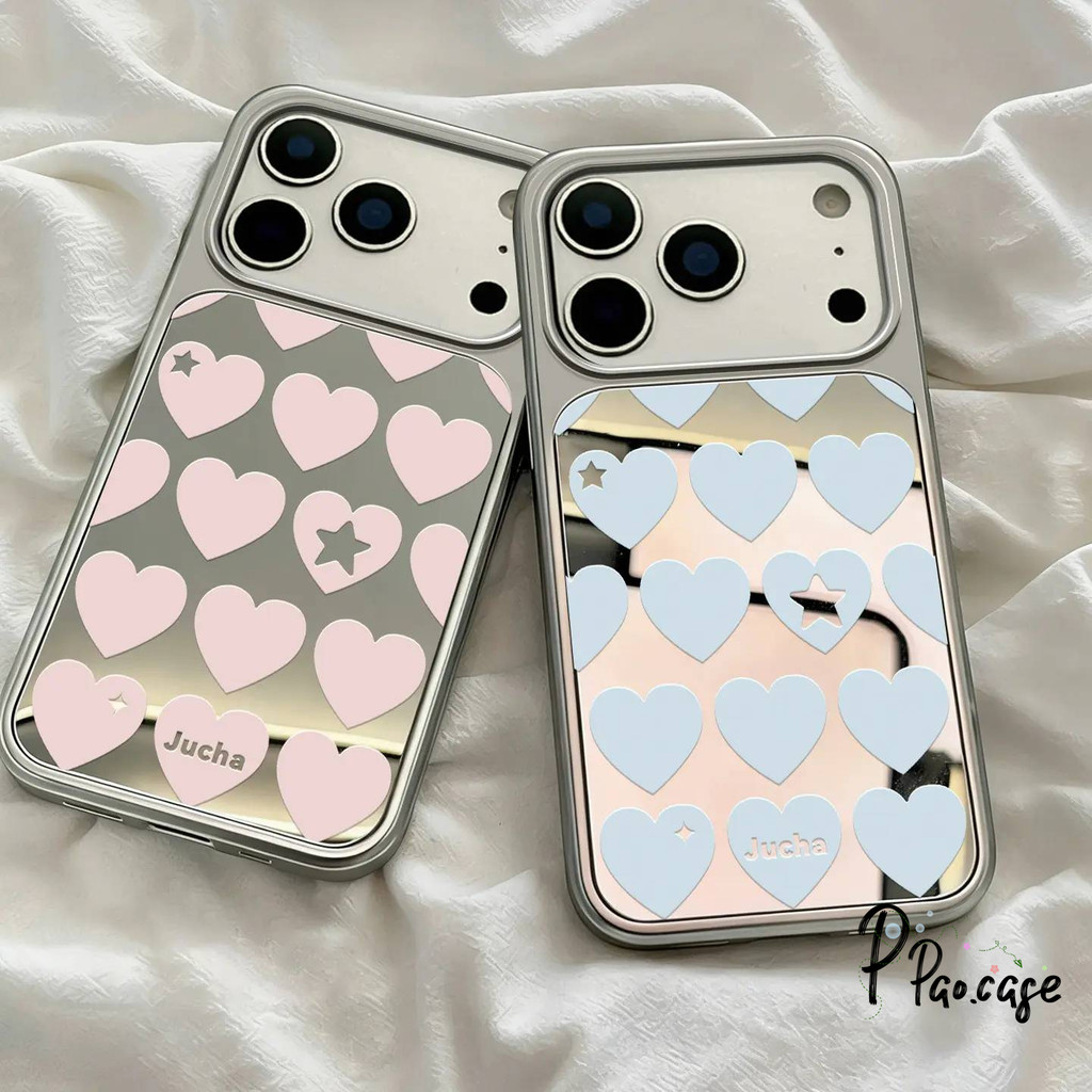 เคสไอโฟน 17เคสกระจก ลายหัวใจ สไตล์โรแมนติกกันกระแทก น่ารักสำ