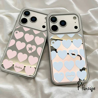 เคสไอโฟน 17เคสกระจก ลายหัวใจ สไตล์โรแมนติกกันกระแทก น่ารักสำหรับ IPhone 12 17 14 16 Air 15 11 13 Pro Max X XR 15 16 Plus