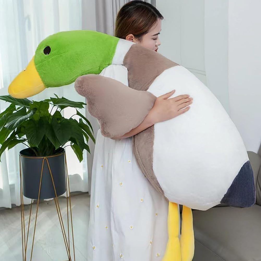 Mallard Duck Plush,Mallard Duck ตุ๊กตาสัตว์, Soft Furry Duck ตุ๊กตาสัตว์หมอน,Huge Plushกอดหมอนของขวั
