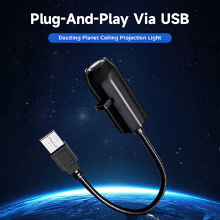 USB หลอดไฟโปรเจ็กเตอร์ โคมไฟกลางคืนสุดโรแมนติกสำหรับห้อง พร้อมโปรเจคเตอร์ฉายภาพดาวเคราะห์บนเพดานสุดเท่ หมุนได้ 360 องศา