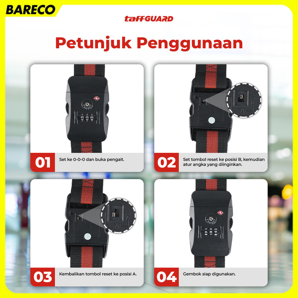TaffiGUARD เข็มขัดล็อคกระเป๋าเดินทาง TSA 2M กุญแจรวม - TSA-319