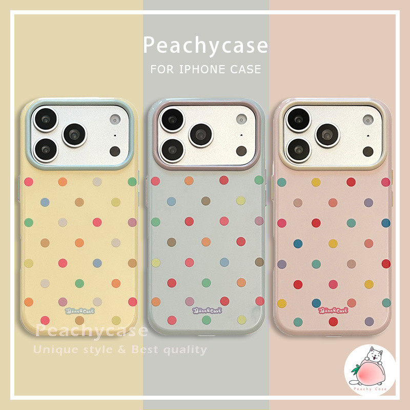 สีสัน Jelly Bean Polka Dot โทรศัพท์มือถือสําหรับ iPhone 17 16 15 14 13 Pro Max 16promax Soft TPU ทนสิ่งสกปรกฝาครอบมือถือปลอก