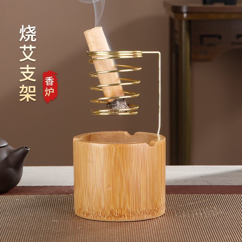 ไม้ไผ่ร้อน Moxa Stick Bracket Moxa คอลัมน์ฐานถาด Ash ถาด Moxa Stick Aromatherapy Burner Moxa Stick ผ
