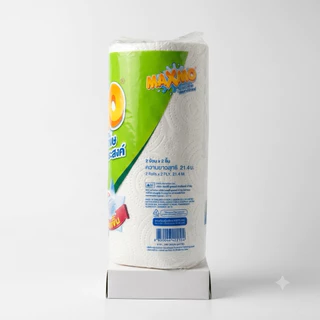 Maxmo กระดาษอเนกประสงค์ แพ็คคู่ (2 ม้วน) หนา 2 ชั้น ซับน้ำมันดีเยี่ยม เช็ดสะอาด ไม่ทิ้งขุย มาตรฐานสากล