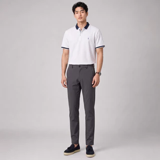 LTD เสื้อโปโลแขนสั้น ผู้ชาย สีขาว | Pique polo banded collar | 03636