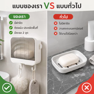 ที่วางสบู่ ตู้เก็บของติดผนัง กล่องสบู่พร้อมตะขอ ชั้นวางห้องน้ำ เก็บเครื่องสำอาง แผ่นกาว ไม่เจาะผนัง