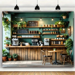 ผ้าพื้นหลังสำหรับห้องกาแฟ (สต็อกไทย, จัดส่งรวดเร็ว) ผ้าแขวนแบนเนอร์สำหรับห้อง (ขนาดสูงสุด 180-300 ซม.)