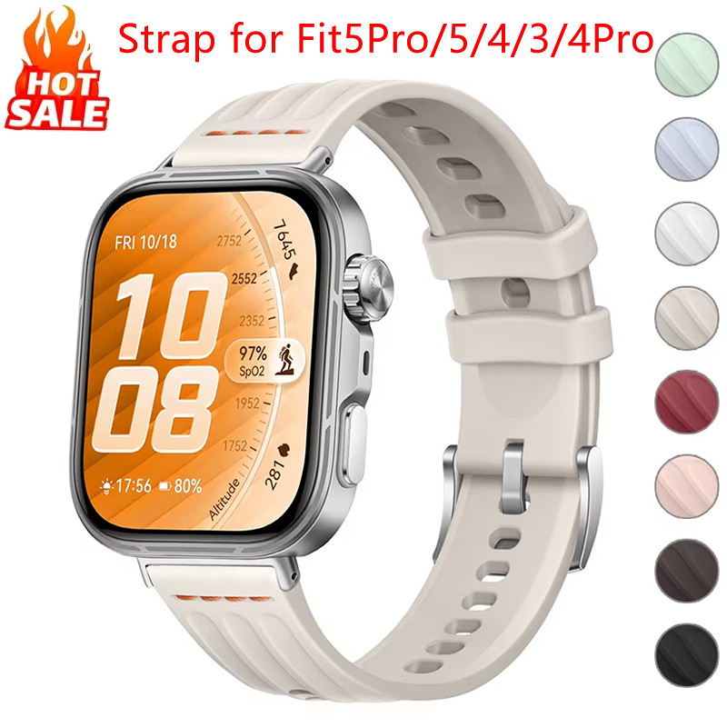 สายซิลิโคนแบบสปอร์ต (ไม่มีนาฬิกา) สําหรับ Huawei Watch Fit 5 Pro/Fit5/Fit 4 Pro/Fit 4/Fit 3 สายสําหรับ Huawei Watch Fit 5 Fit4 Fit3
