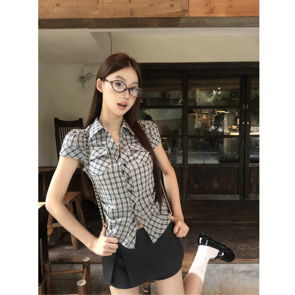 สั้นเสื้อแขนสั้นผู้หญิงฤดูร้อนอย่างเป็นทางการเสื้อขนาดเล็กภาษาฝรั่งเศสคําสีชมพู Slim-fit เสื้อถัก Ha