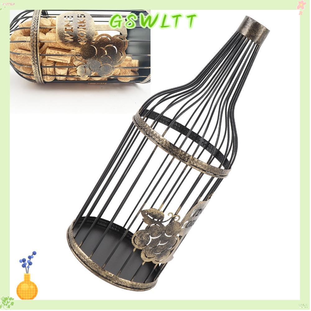 GSWLTT ที่วางเครื่องดื่ม Cork,วัสดุเหล็กความจุขนาดใหญ่ที่เก็บจุกโลหะ,ตกแต่งโลหะก่อสร้างขวดรูปร่างออกแบบ 15 x 15 x 38 ซม.ตกแต่ง Cork Barrel สําหรับบาร์
