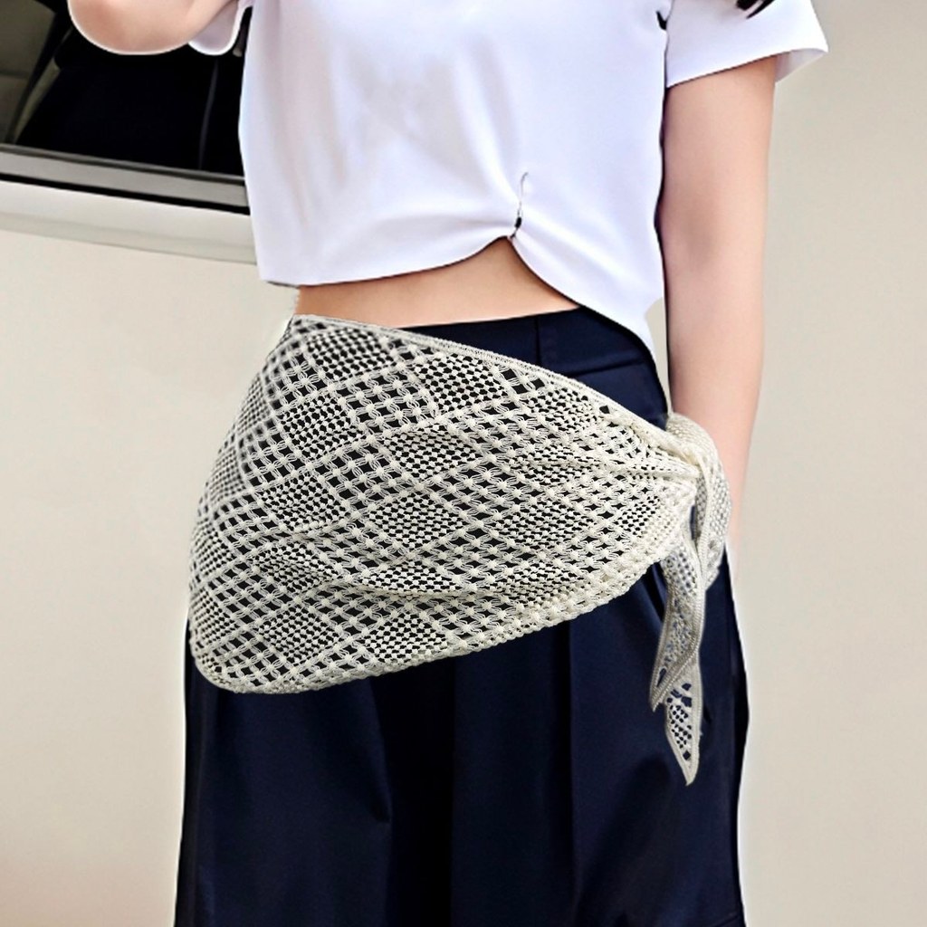 Retro Hollow สามเหลี่ยมผ้าพันคอเข็มขัดหญิงแฟชั่น Dim สวมใส่เอว Butt ผ้าม่านหญิงจับคู่กระโปรงลูกไม้ G