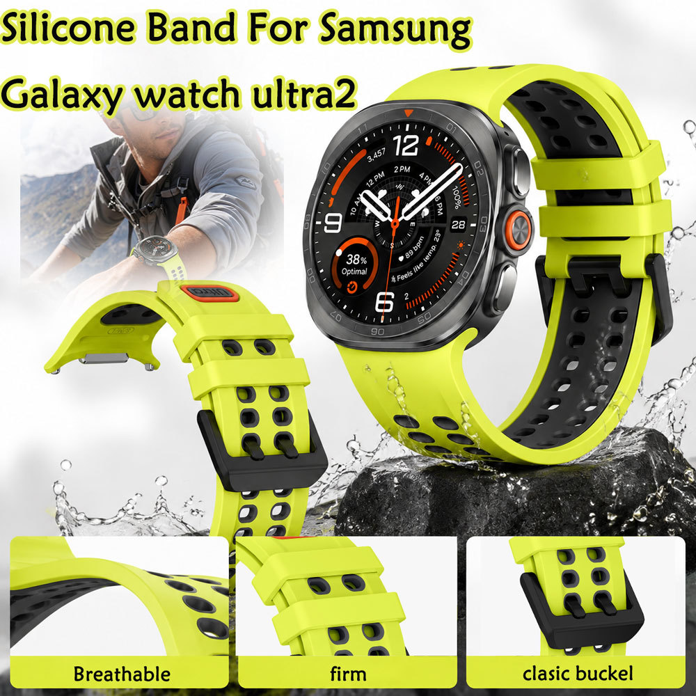 สายซิลิโคนสองสีสําหรับ Samsung Galaxy Watch Ultra2/galaxy Watch Ultra1 ซิลิโคนระบายอากาศสําหรับ Sams
