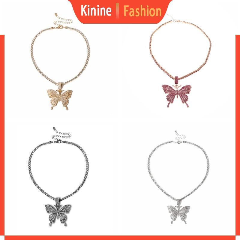 KIN Sparking Fully Iced out Crystal Pave สําหรับสร้อยคอจี้ผีเสื้อแฟชั่น Jewe
