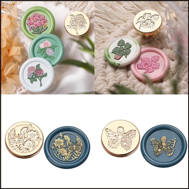 BETT Flower Series Wax Seal Stamp for Card Decorative Butterfly Sealing Wax Stamp
