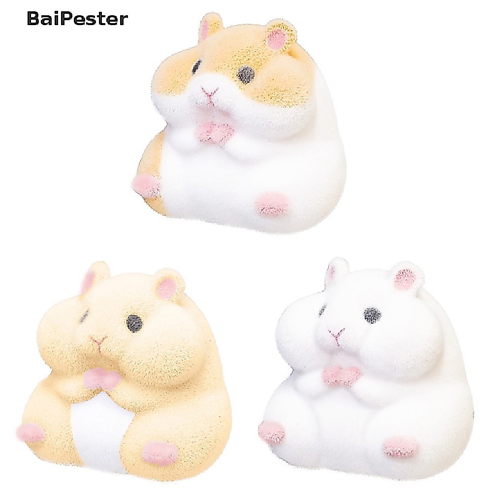 [BaiPester] ของเล่นแคปซูล ไขมันน้ํานม หนูแฮมสเตอร์ flocking ตุ๊กตาตุ๊กตา ของเล่นกาชาปอง ♨เปิด