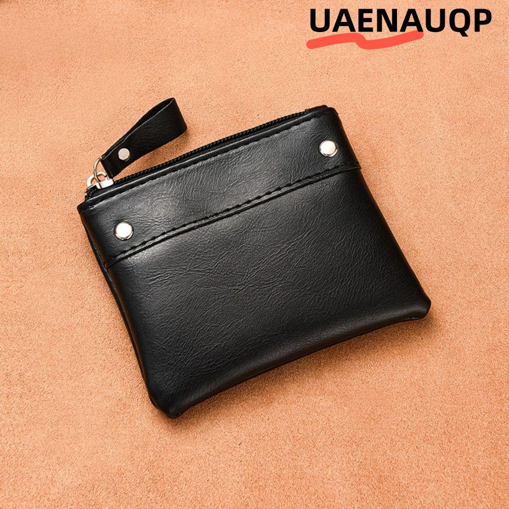 UAENAUQP กระเป๋าใส่เหรียญ,สีทึบ PU หนังผู้หญิงกระเป๋าสตางค์,ซิปแบบพกพาน้ําหนักเบาทนทานผู้ถือบัตร