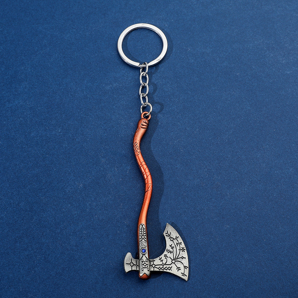 God of War 4 Thunder Axe พวงกุญแจโลหะผสมสังกะสี Storm Tomahawk จี้รถโลหะ [รับส่วนลดคูปอง] 7.16
