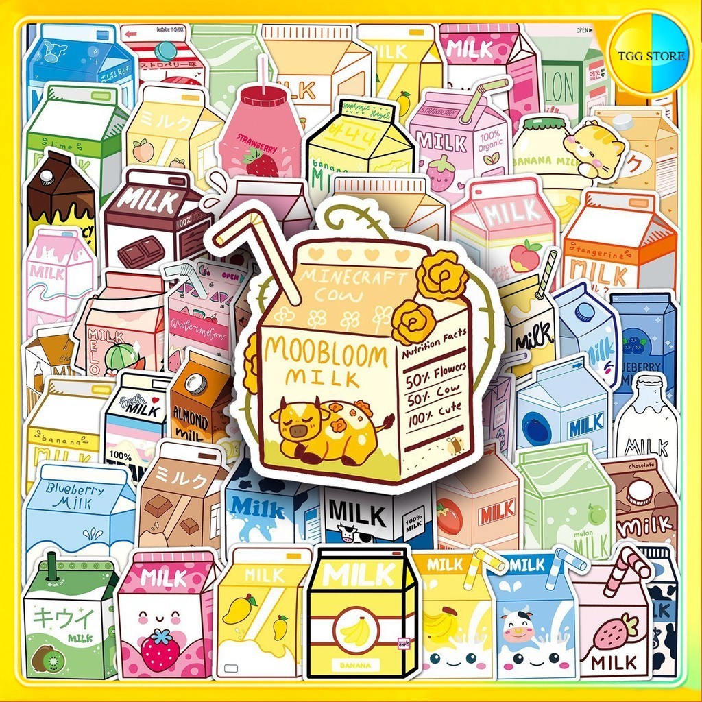 🚚พร้อมส่ง🚚 50ชิ้น สติกเกอร์ กล่องนมUHT เครื่องดื่ม UHT Milk Package Beverage Sticker