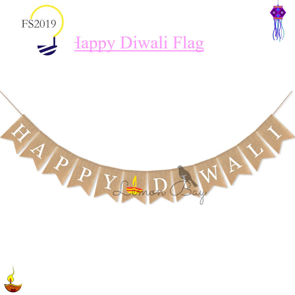 ขายส่ง 3M Deepavali Wall แบนเนอร์ตกแต่งกลางแจ้ง Diwali Party ธง Diwali ตกแต่งหยาบ Rag Dovetail ดึงธง