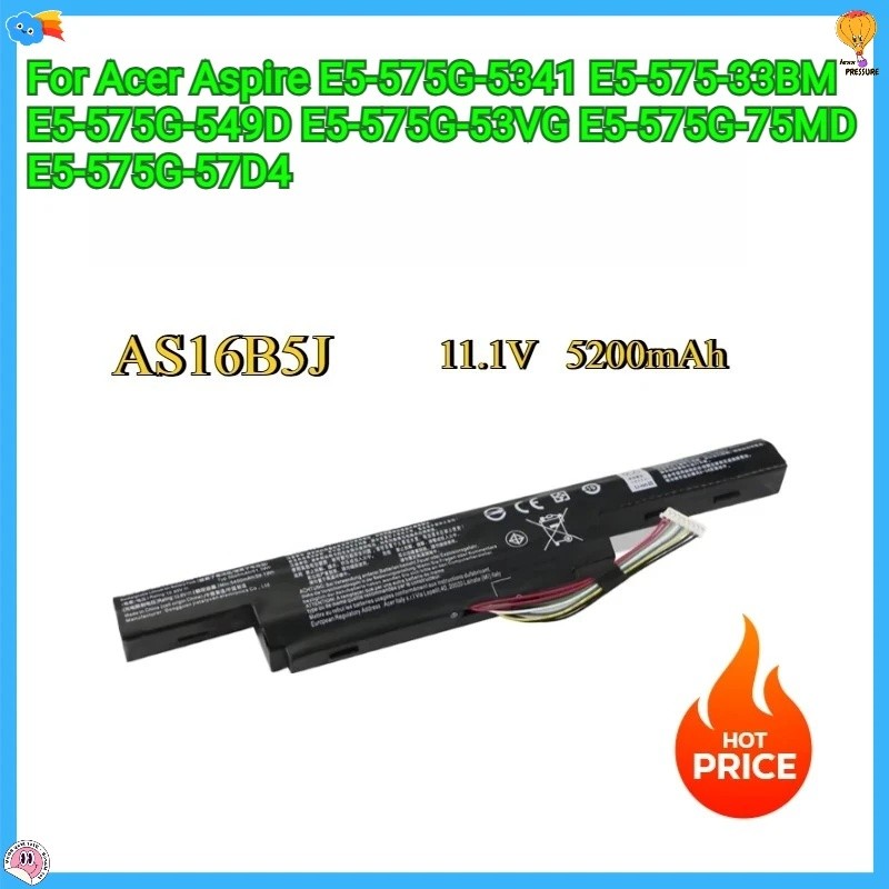 แบตเตอรี่ทดแทนใหม่ AS16B5J สําหรับ Acer Aspire E5-575G-5341 E5-575G-549D E5-575-33BM E5-575G-53VG-75