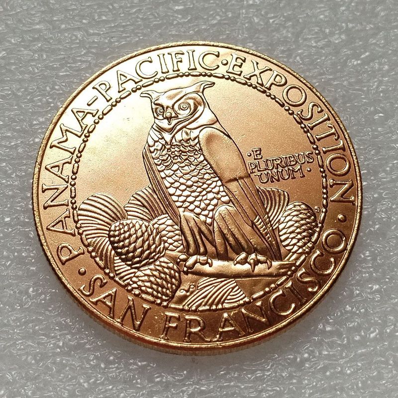 งานฝีมือโบราณ American 50 Dollars Owl Copper Gold-Plated การค้าต่างประเทศเหรียญที่ระลึกขายร้อน 43mm7