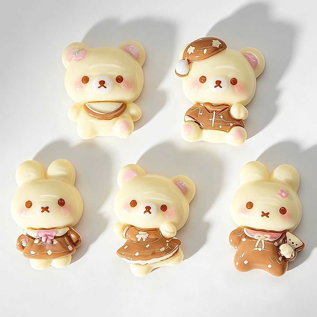 10 ชิ้นกาแฟสีน้ําตาล Milky X ปากกระต่ายและหมีเรซิ่น Charms สําหรับ DIY(2-157)