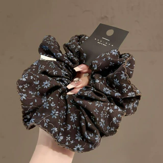 Vintage Black Series ขนาดใหญ่ซาติน Scrunchie ผม Tie หางม้าอุปกรณ์เสริมผม