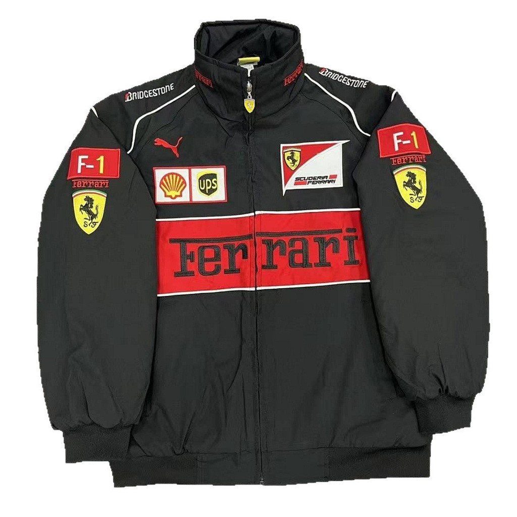 2025NEW[2025NEW] F1 Racing Suit US Size Jacket Ferrari ปักขี่จักรยานรถจักรยานยนต์รถจักรยานยนต์ Ameri