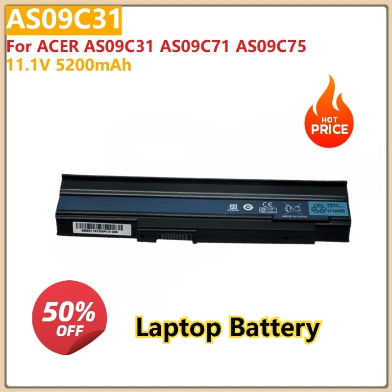 สําหรับ ACER AS09C31 AS09C71 AS09C75 เปลี่ยนแบตเตอรี่แล็ปท็อป AS09C31 11.1V 5200mAh