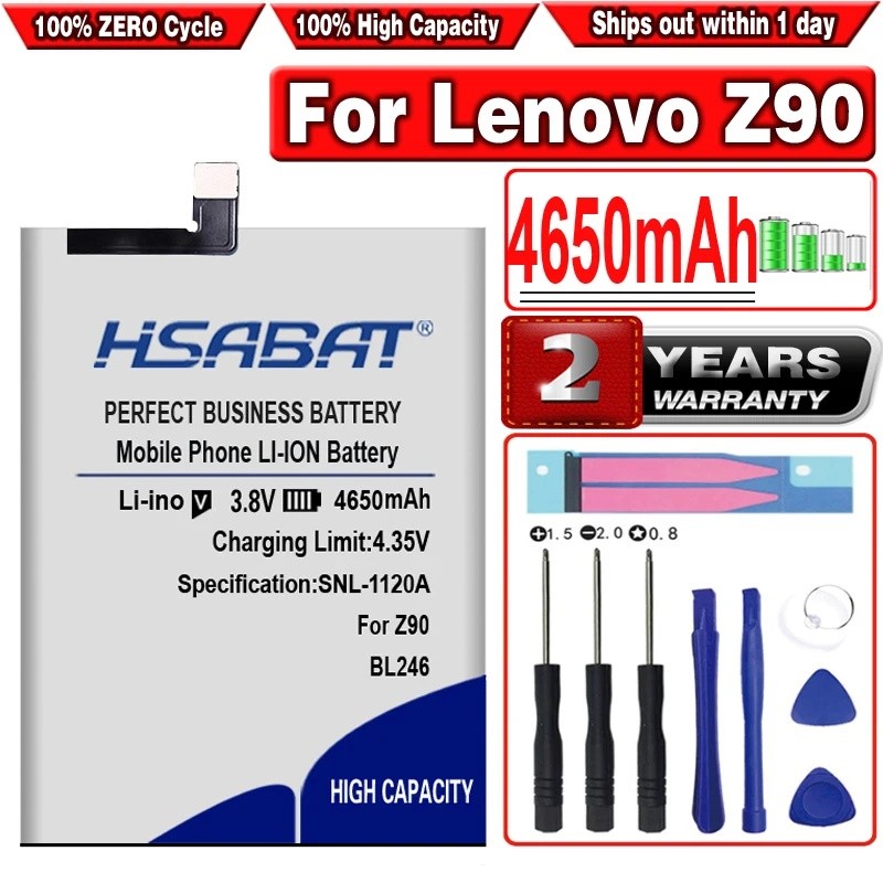 HSABAT แบตเตอรี่ BL246 4650mAh สําหรับ Lenovo VIBE SHOT Vibe Max Z90 z90a40 / Z90-3 / Z90-7 แบตเตอรี