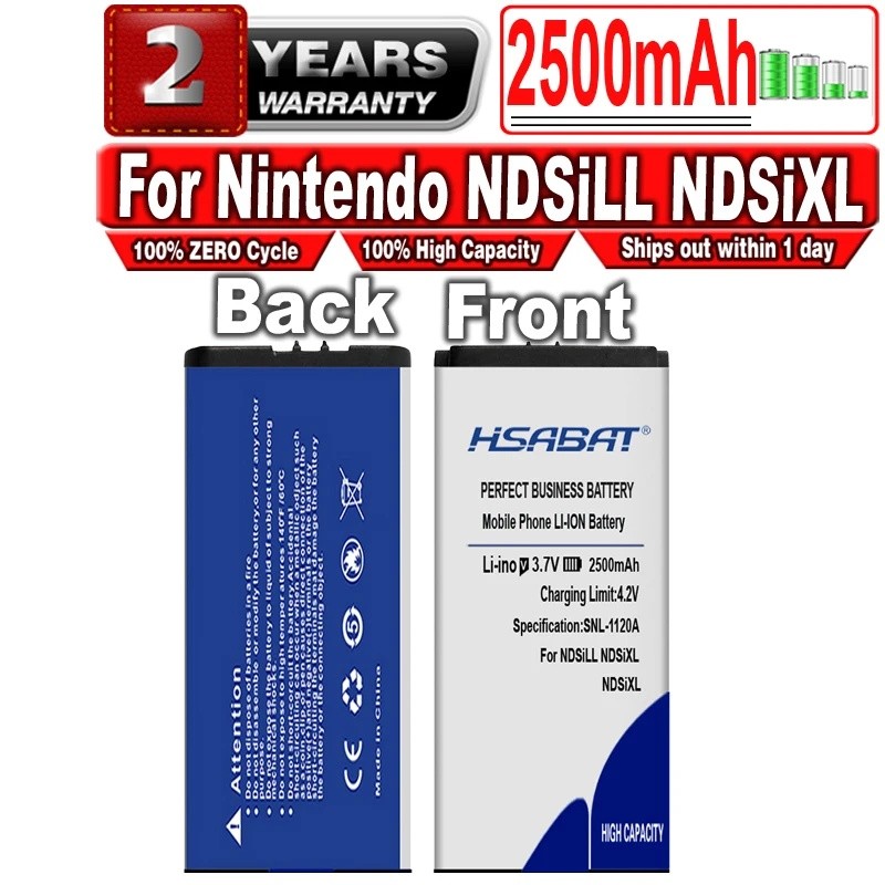 HSABAT แบตเตอรี่ 2500mAh สําหรับ Nintendo NDSiLL NDSiXL NDS iLL/XL