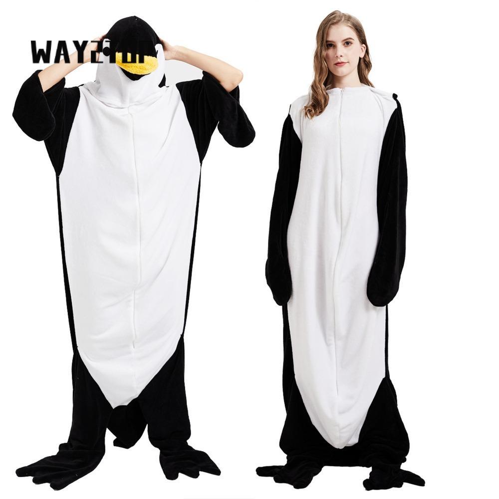 WAY2TOP เย็บ Warm Full Body Home Jumpsuit, สีดํา + สีขาวโพลีเอสเตอร์ Flannel ชิ้นเดียวชุดนอน, เหมาะส