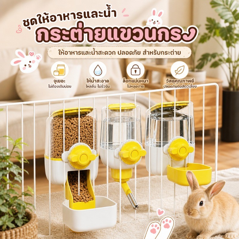 เครื่องป้อนกระต่ายแบบแขวน ตู้กดน้ำกระต่ายอัตโนมัติ เติมน้ำอัตโนมัติ ทำความสะอาดง่าย ไม่กินพื้นที่
