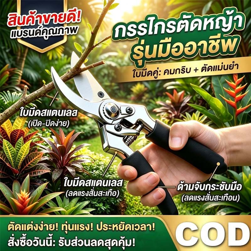 กิ่งก้านหักใน 1 วิ กรรไกรตัดกิ่งSK5 ด้ามกันลื่น กรรไกรแต่งกิ่ง กรรไกรแต่งกิ่ง แข็งแรง แต่งกิ่ง ตอนกิ่ง กรรไกรตัดกิ่งไม้