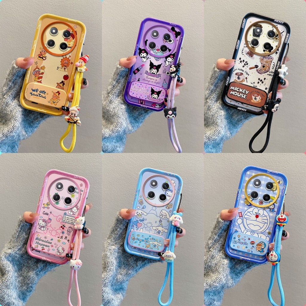 เคส Honor X9C กระจกลายการ์ตูนน่ารักพร้อมขาตั้งเคสโทรศัพท์