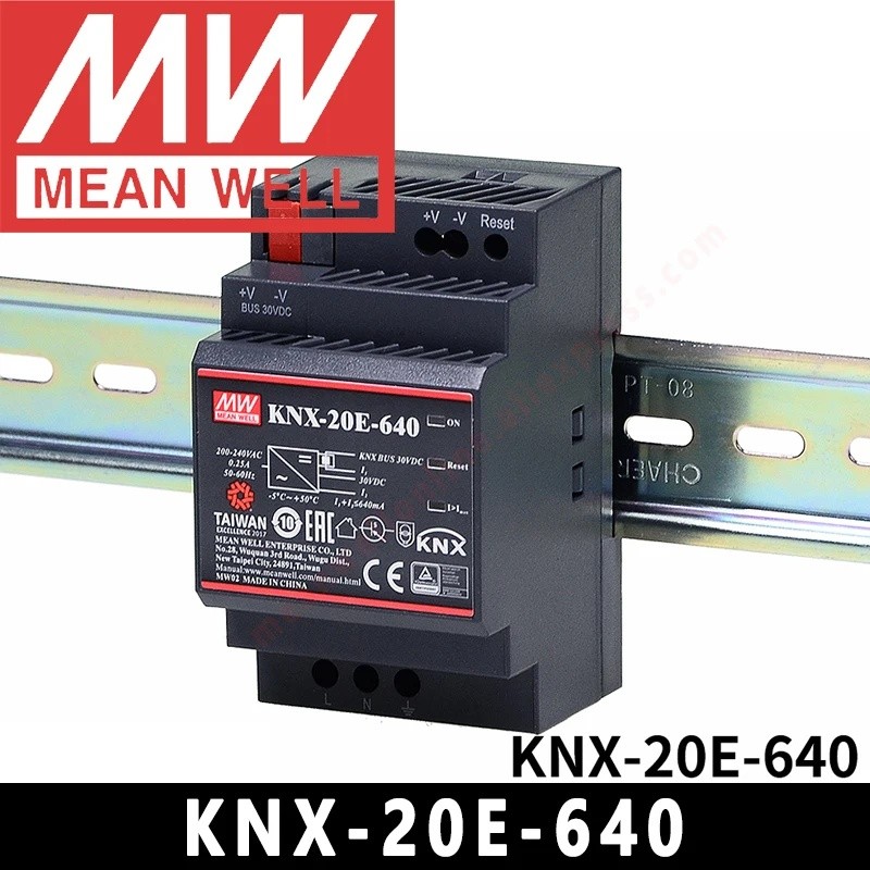 FZ Mean Well KNX-20E-640 mianwell 640mA KNX แหล่งจ่ายไฟรถบัส Din Rail ประเภท EIB/KNX แหล่งจ่ายไฟพร้อ