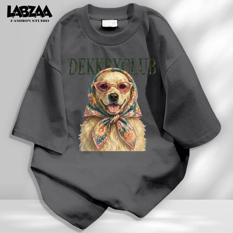 【จัดส่งจากกรุงเทพฯ】LABZAA ยอดนิยมสไตล์อเมริกัน ทรงหลวม ยับยาก ลาย DekkryClub สุนัขวินเทจ YG3570