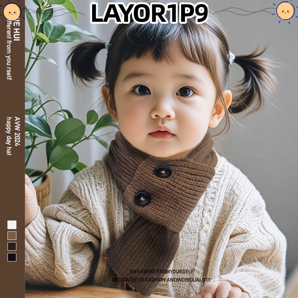 LAYOR1P9 Baby Cross Scarf, Windproof สีทึบเด็ก Neckerchief, แฟชั่น CROSS Collar ปุ่มออกแบบถักเด็ก Mu