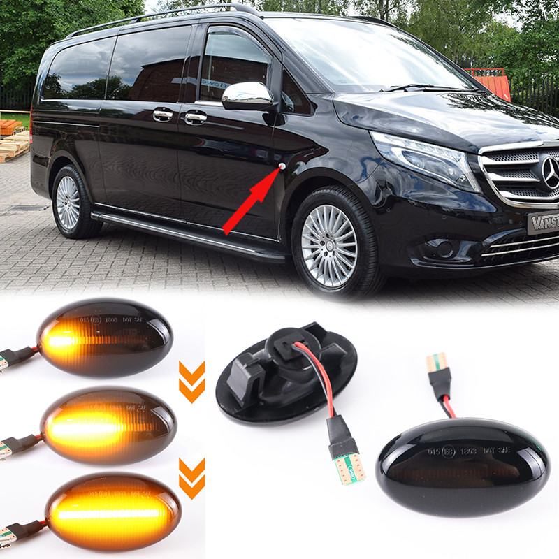 2pcs Led แบบไดนามิกไฟเลี้ยวด้านข้างสําหรับ Mercedes Benz สมาร์ท W450 W452 A-Class W168 Vito W639 W44